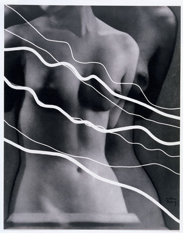 Electricité [Image of Lee Miller with photograms of ribbons representing electric current ], 1931